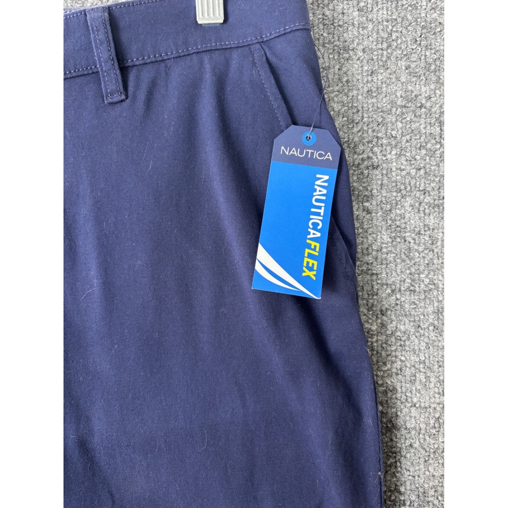 Nautica Clipper Pants Mens 34x32 Navy Blue Nautica Flex Chino Casual Preppy - Picture 2 of 8